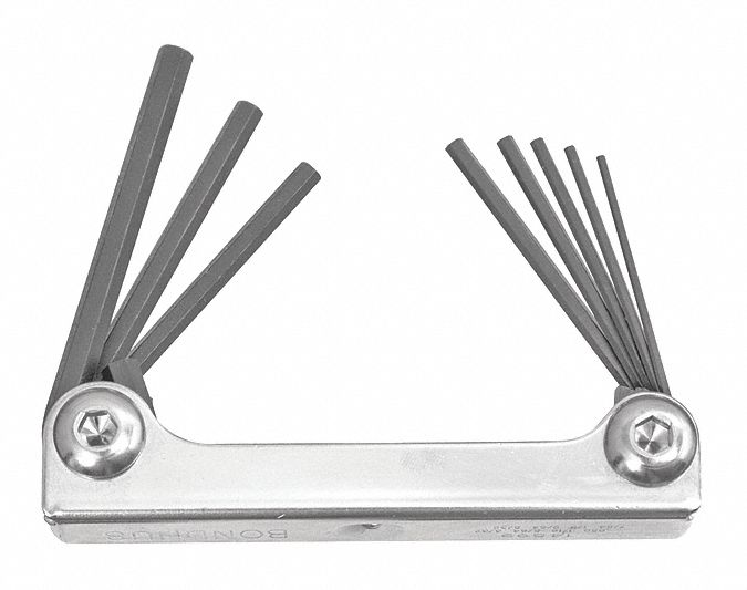 Set 8 Hex Metal Handle Fold-Up Tools