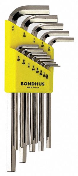 Set 9 Plated Hex L-Wrenches- Short