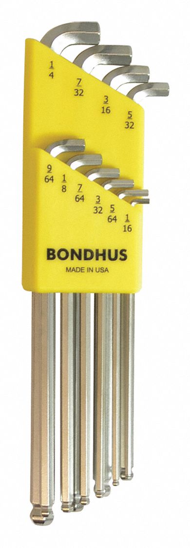 Set 10 Plated Stubby Ball End L-Wrenches