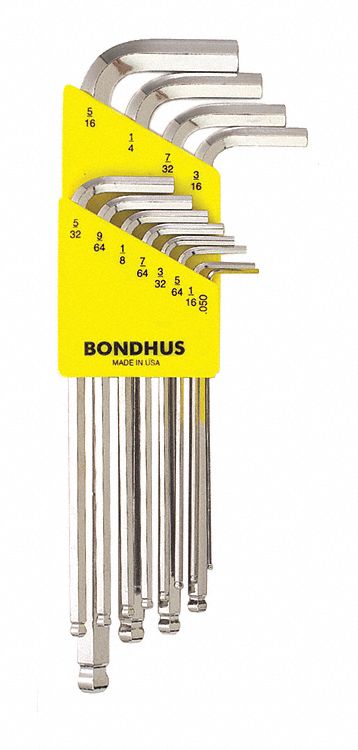 Set 12 Plated Ball End L-Wrenches- Long