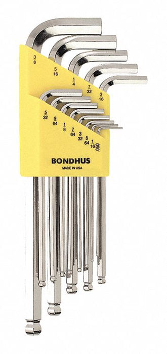 Set 13 Plated Ball End L-Wrenches- Long
