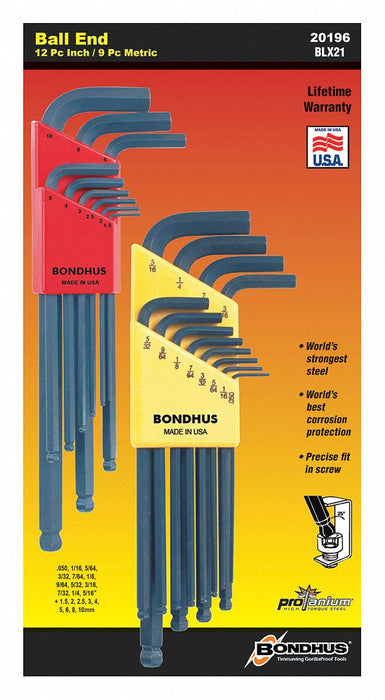 In/Metric Ball End L-Wrench Double Pack