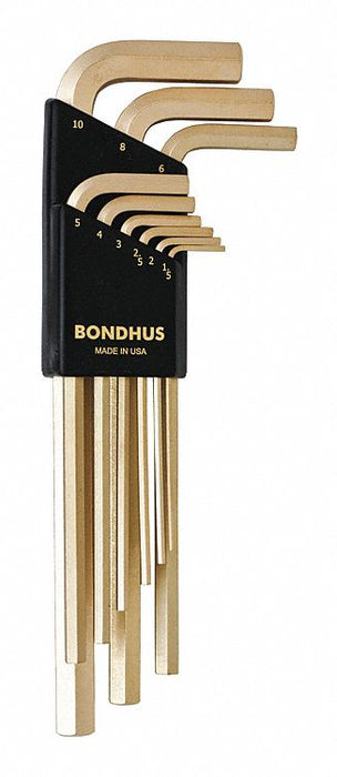 Set 9 Plated Hex L-Wrenches- Long