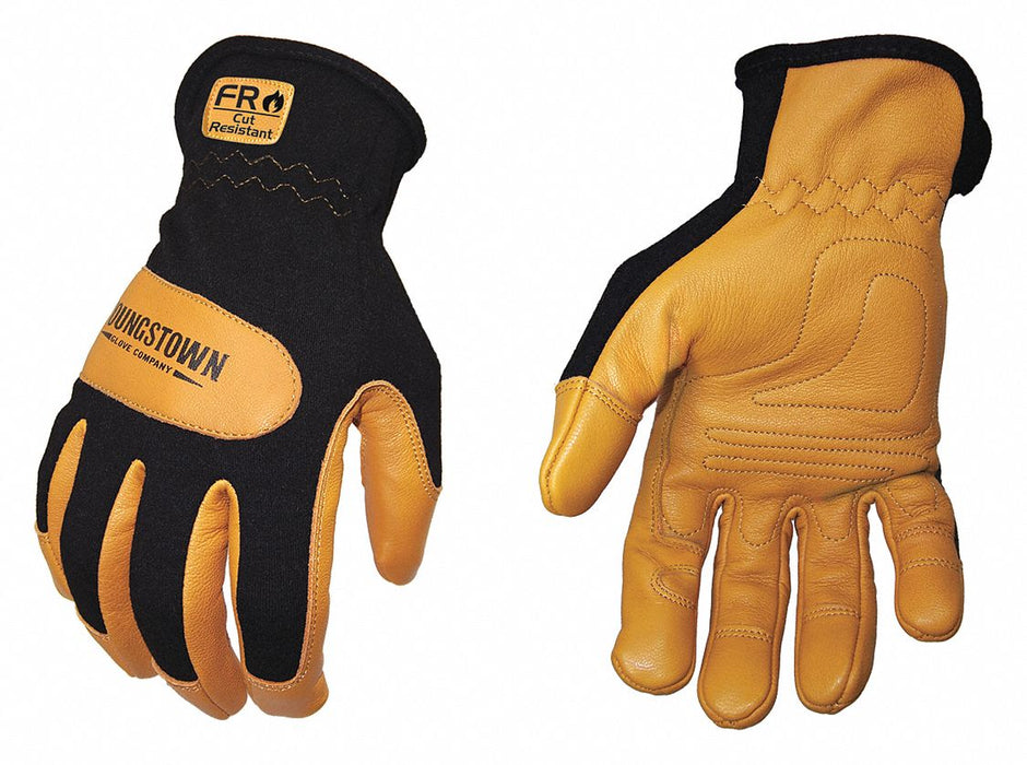 Mechanics Gloves Leather Blk/Tan XL PR