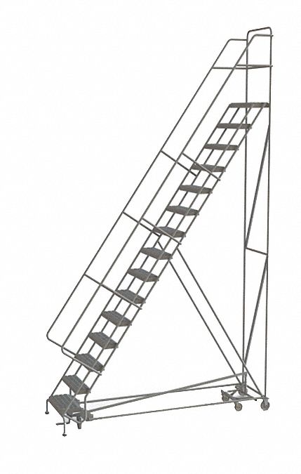 Rolling Ladder 15 Step Steel Serrated