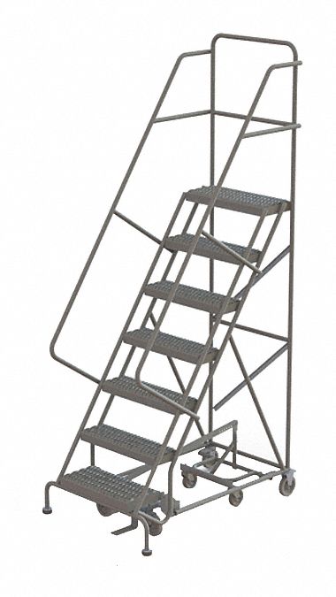 Rolling Ladder 7 Step Steel Serrated