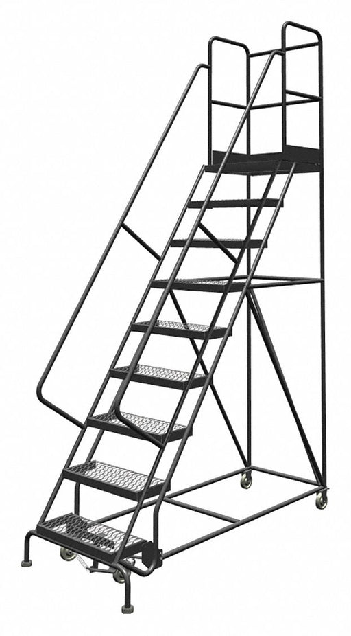 Rolling Ladder 9 Step Steel Serrated