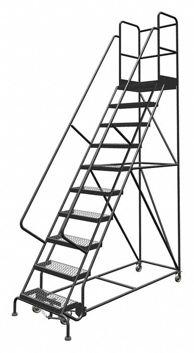 Rolling Ladder 10 Step Steel Serrated