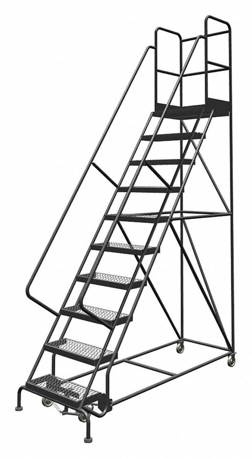 Rolling Ladder 10 Step Steel Serrated