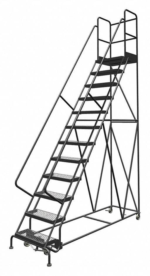 Rolling Ladder 12 Step Steel Serrated