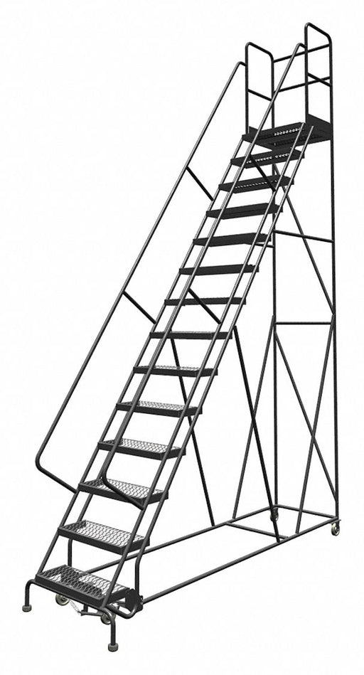 Rolling Ladder 14 Step Steel Serrated