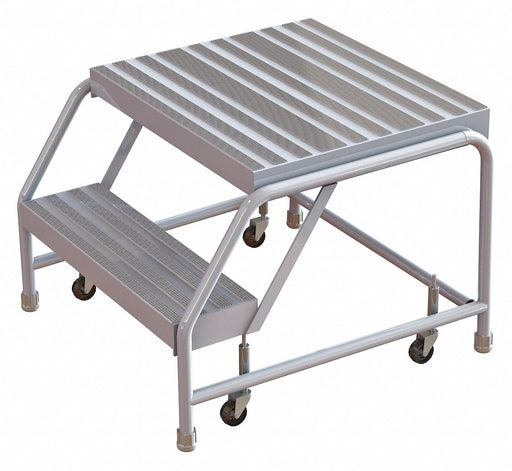 Rolling Ladder 2 Step Aluminum Ribbed