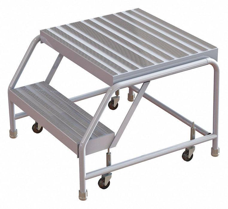 Rolling Ladder 2 Step Aluminum Ribbed