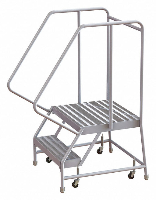 Rolling Ladder 2 Step Aluminum Ribbed