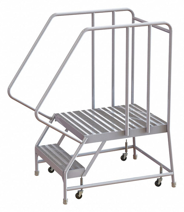 Rolling Ladder 2 Step Aluminum Ribbed
