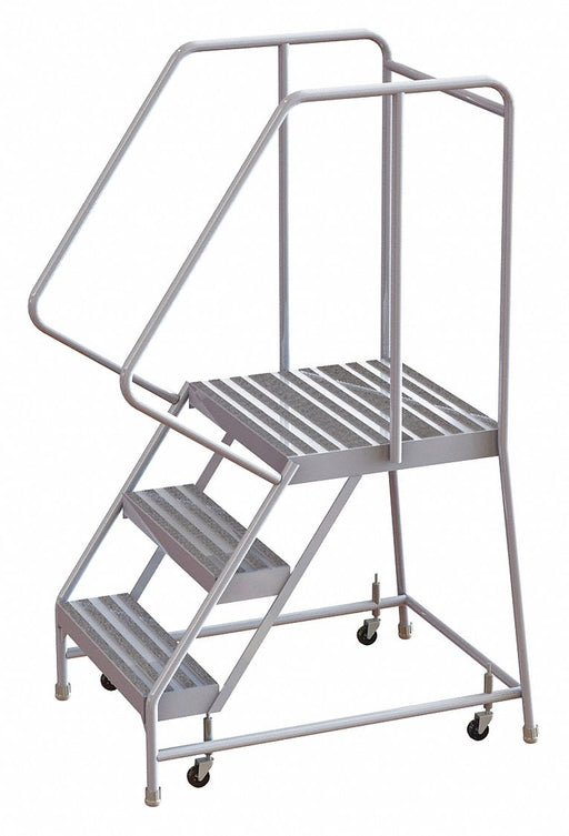 Rolling Ladder 3 Step Aluminum Ribbed