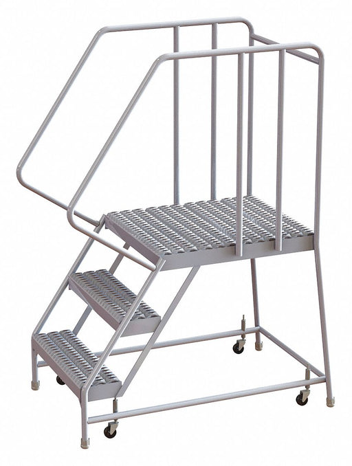 Rolling Ladder 3 Step Aluminum Serrated