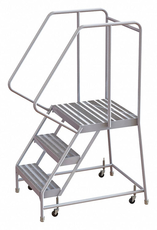 Rolling Ladder 3 Step Aluminum Ribbed
