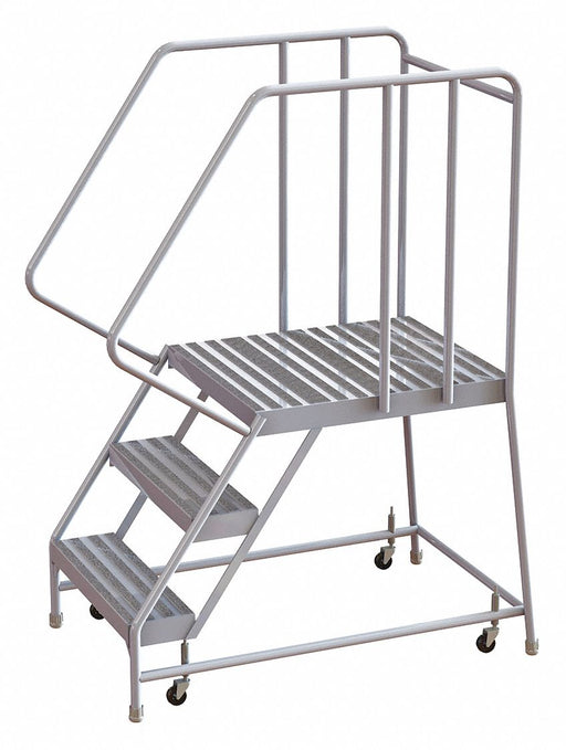 Rolling Ladder 3 Step Aluminum Ribbed