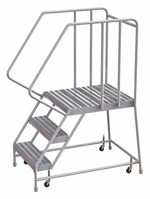 Rolling Ladder 3 Step Aluminum Ribbed