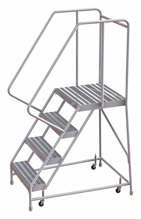 Rolling Ladder 4 Step Aluminum Ribbed