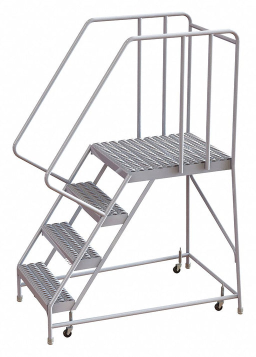 Rolling Ladder 4 Step Aluminum Serrated