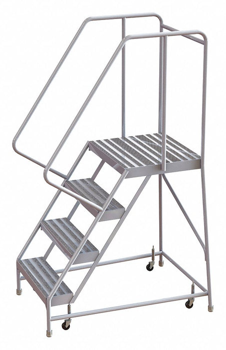 Rolling Ladder 4 Step Aluminum Ribbed