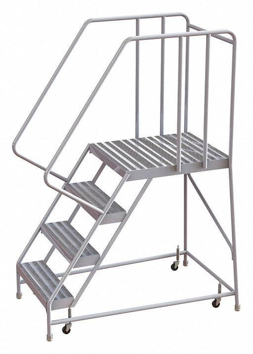 Rolling Ladder 4 Step Aluminum Ribbed