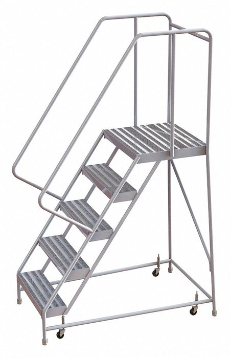 Rolling Ladder 5 Step Aluminum Ribbed