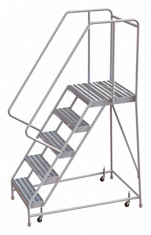 Rolling Ladder 5 Step Aluminum Ribbed