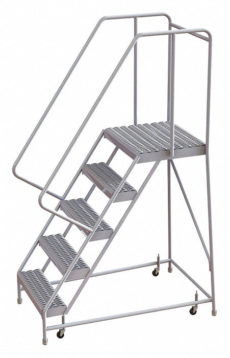 Rolling Ladder 5 Step Aluminum Serrated