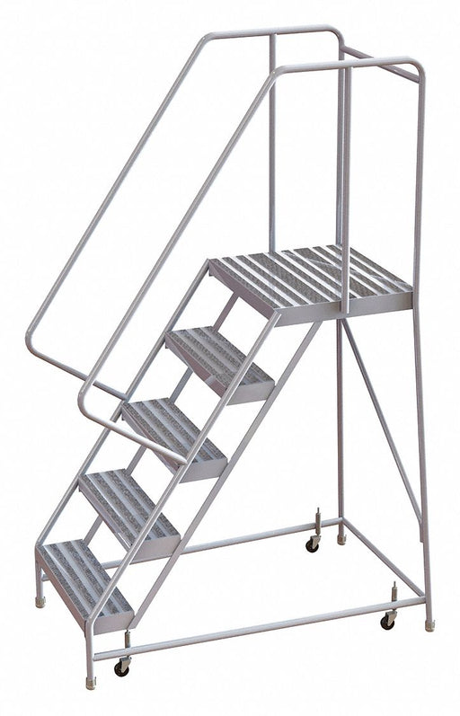 Rolling Ladder 5 Step Aluminum Ribbed