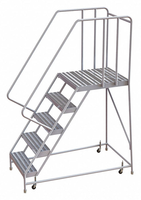 Rolling Ladder 5 Step Aluminum Ribbed