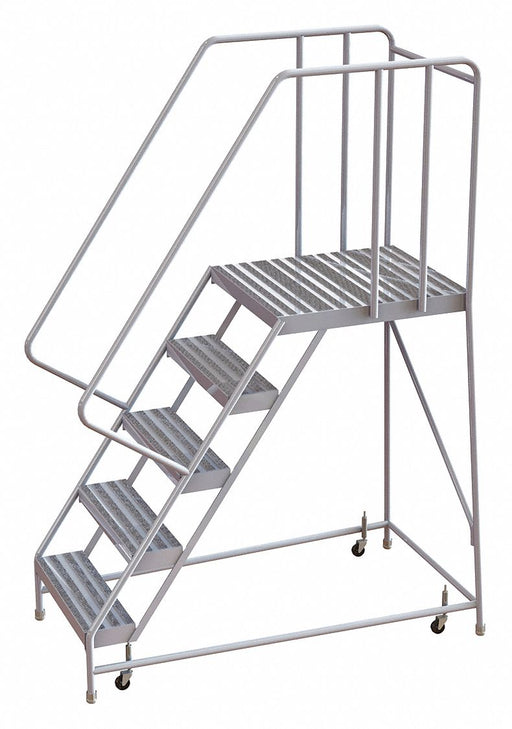 Rolling Ladder 5 Step Aluminum Ribbed