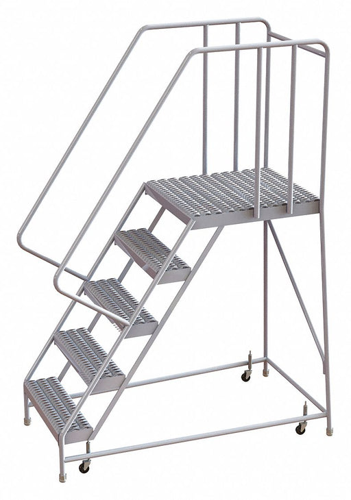 Rolling Ladder 5 Step Aluminum Serrated