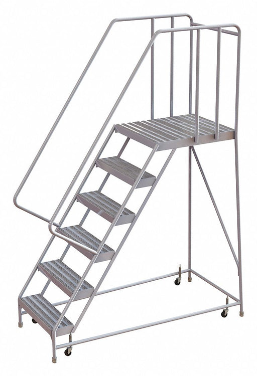 Rolling Ladder 6 Step Aluminum Ribbed