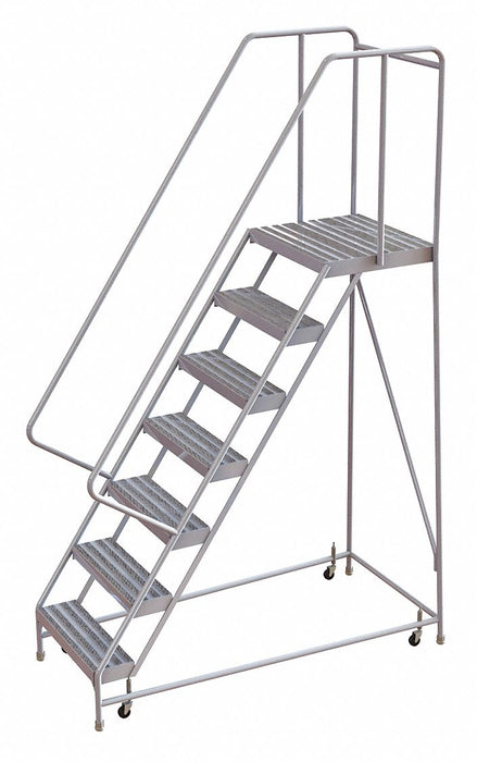 Rolling Ladder 7 Step Aluminum Ribbed
