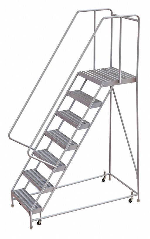 Rolling Ladder 7 Step Aluminum Ribbed
