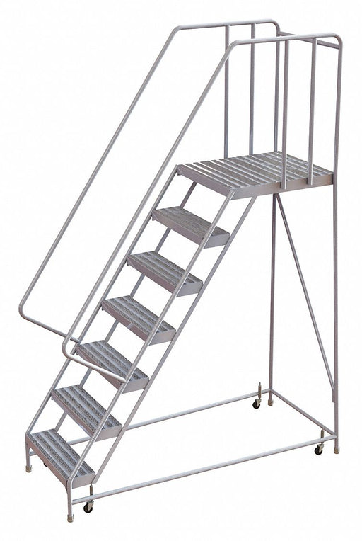 Rolling Ladder 7 Step Aluminum Ribbed