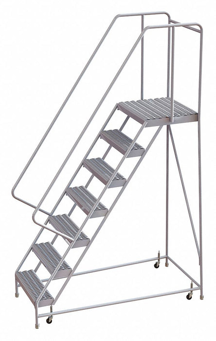 Rolling Ladder 7 Step Aluminum Serrated
