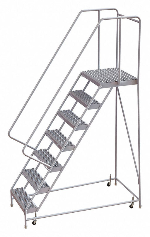Rolling Ladder 7 Step Aluminum Serrated