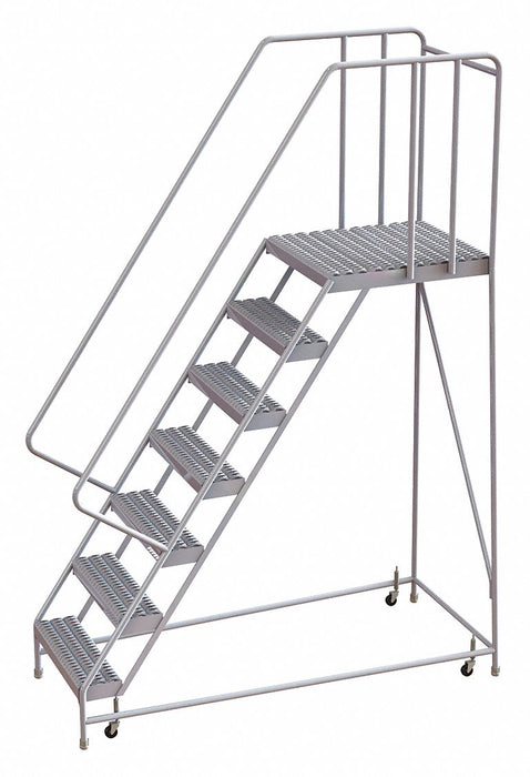 Rolling Ladder 7 Step Aluminum Serrated
