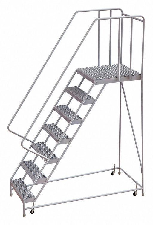 Rolling Ladder 7 Step Aluminum Serrated