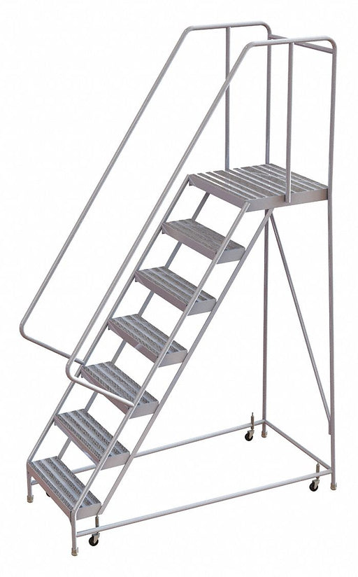Rolling Ladder 7 Step Aluminum Ribbed
