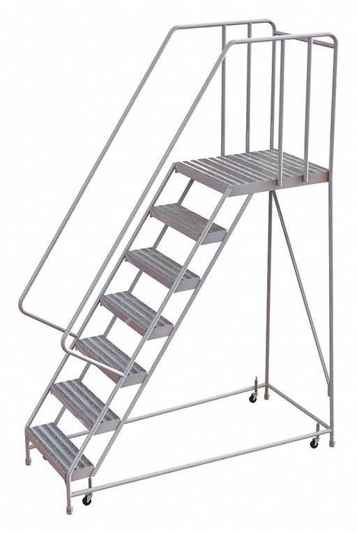 Rolling Ladder 7 Step Aluminum Ribbed
