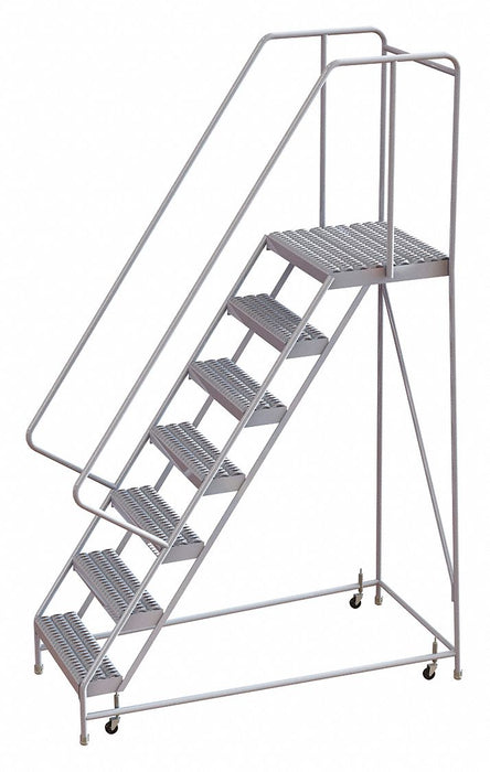 Rolling Ladder 7 Step Aluminum Serrated