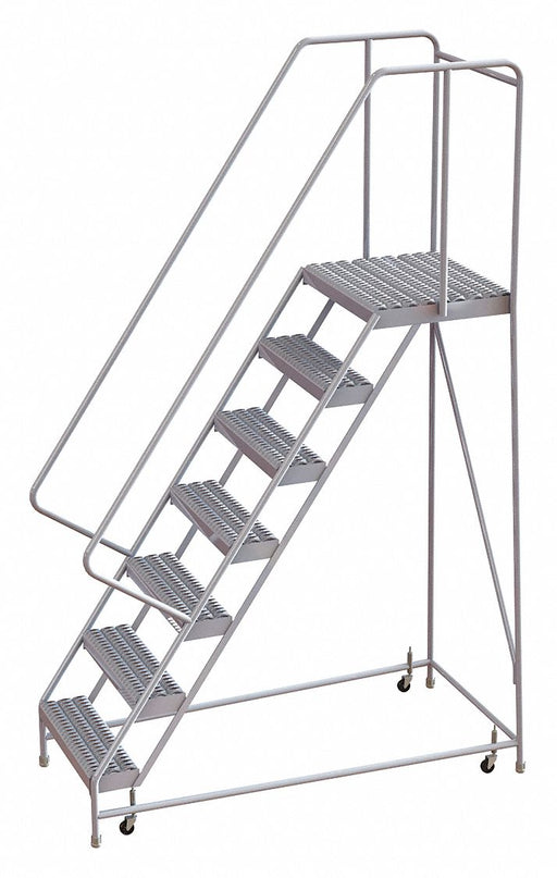 Rolling Ladder 7 Step Aluminum Serrated