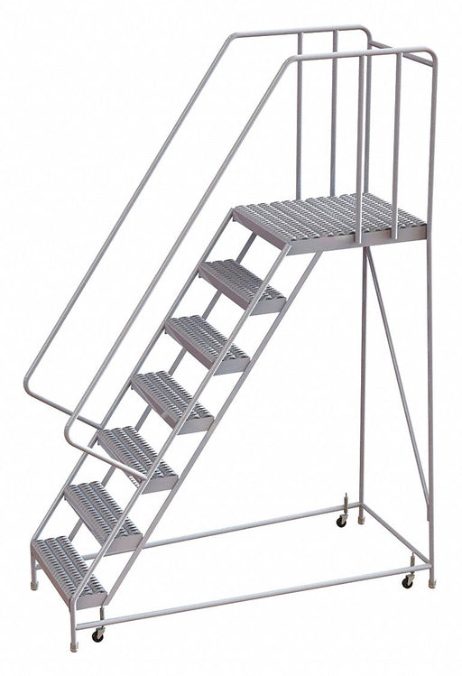 Rolling Ladder 7 Step Aluminum Serrated