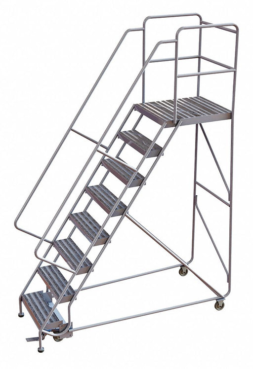 Rolling Ladder 8 Step Aluminum Ribbed