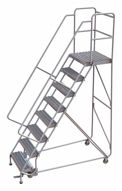Rolling Ladder 8 Step Aluminum Serrated